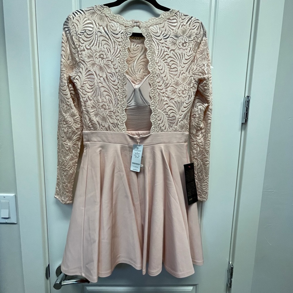 Bebe Backless Lace Fit and Flare Dress
